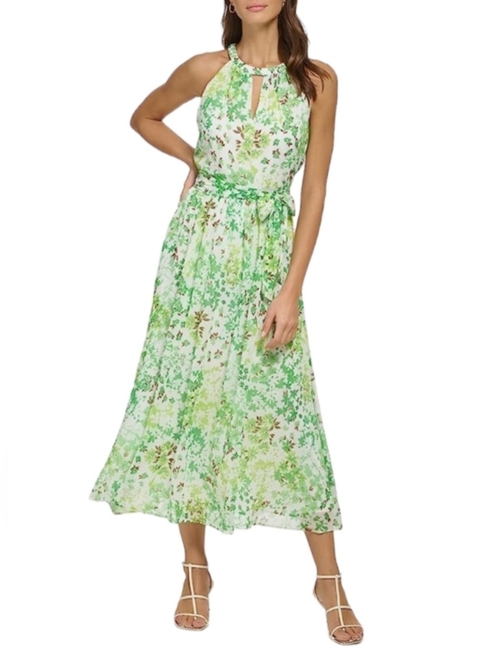 DKNY Floral Halter Maxi Dress